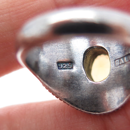 OKA BALI Sterling Silver Vintage Real Citrine Granulated Oxidized Ring Size 6.25
