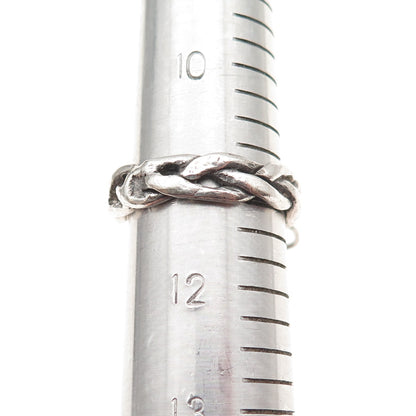 925 Sterling Silver Antique Art Deco Woven Oxidized Ring Size 11.25