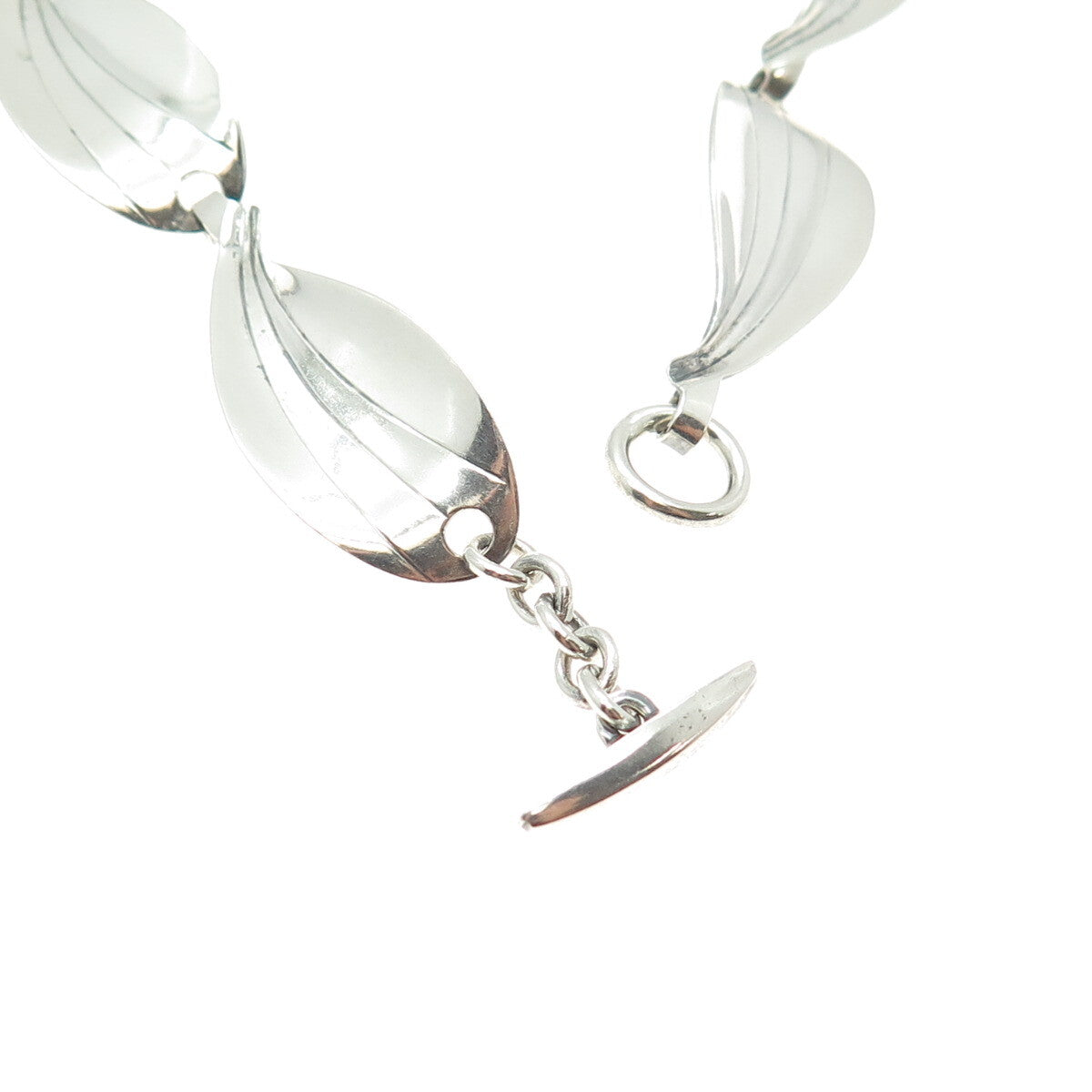 HERMANN SIERSBOL 925S Sterling Silver Vintage Denmark Petal Chain Necklace 16"