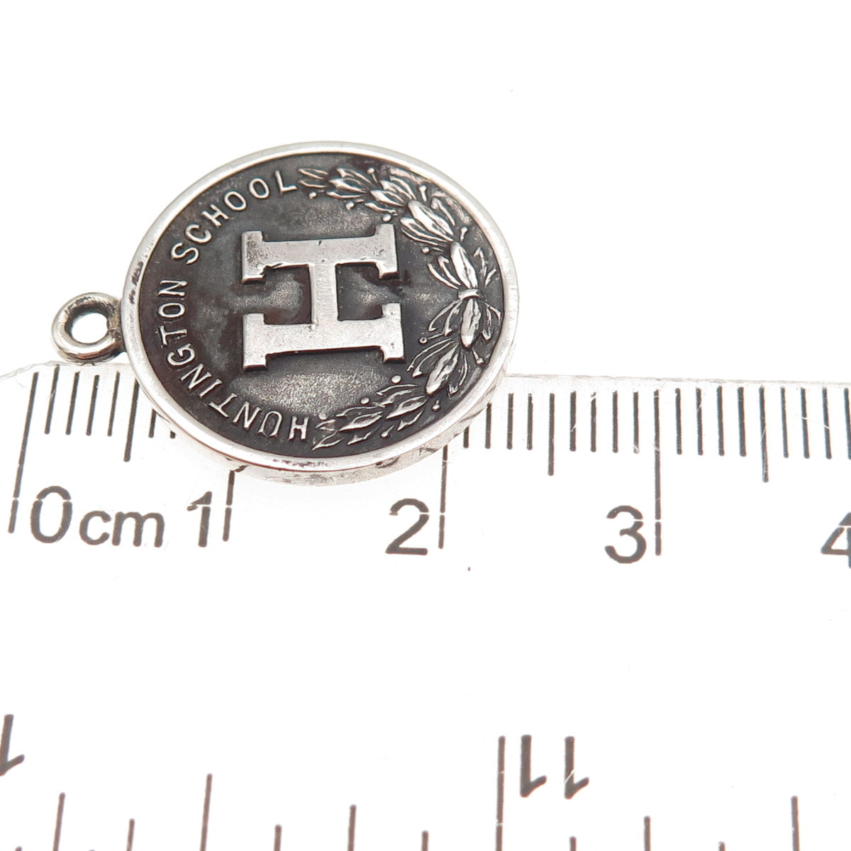 Wood Boston 925 Sterling Silver Antique 1923 Huntington School Oxidized Pendant