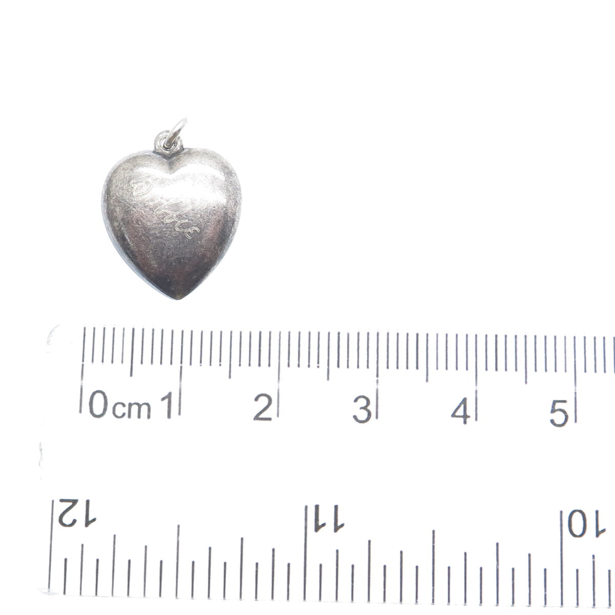 925 Sterling Silver Antique Art Deco Chatelaine Heart Minimalist Charm Pendant