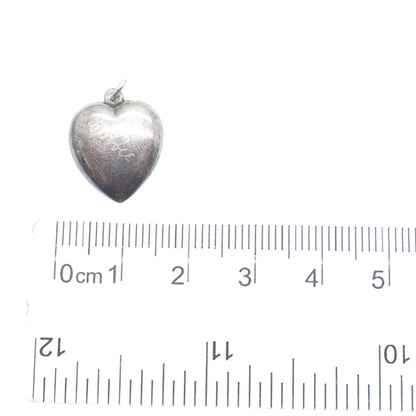 925 Sterling Silver Antique Art Deco Chatelaine Heart Minimalist Charm Pendant