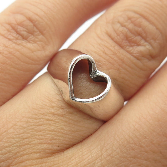 925 Sterling Silver Vintage Israel Open Heart Ring Size 6.75