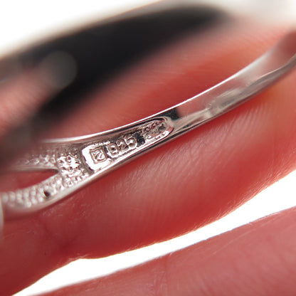 925 Sterling Silver Real Round-Cut Blue Topaz & C Z Ring Size 9