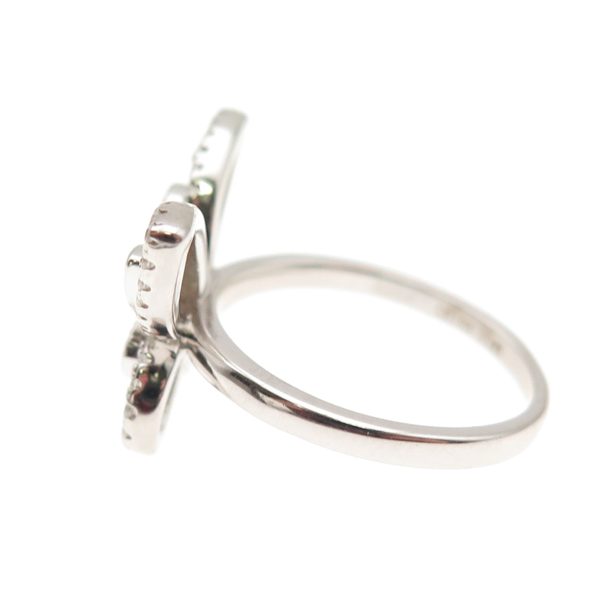 DSMK 925 Sterling Silver Round-Cut C Z Butterfly Ring Size 6