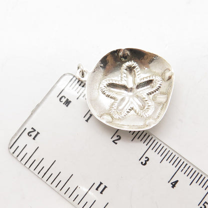 925 Sterling Silver Vintage Sand Dollar Textured Pendant