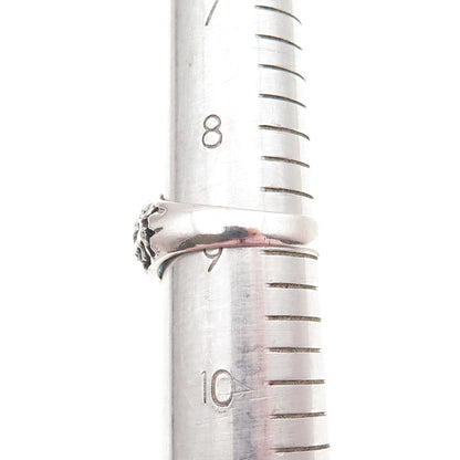 925 Sterling Silver Vintage Real Blue Topaz Modernist Oxidized Ring Size 9