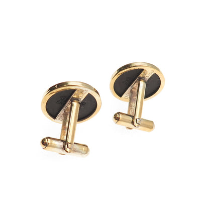 Wedgwood 925 Sterling Gold Plated Vintage Black Jasperware Lion Cufflinks G10