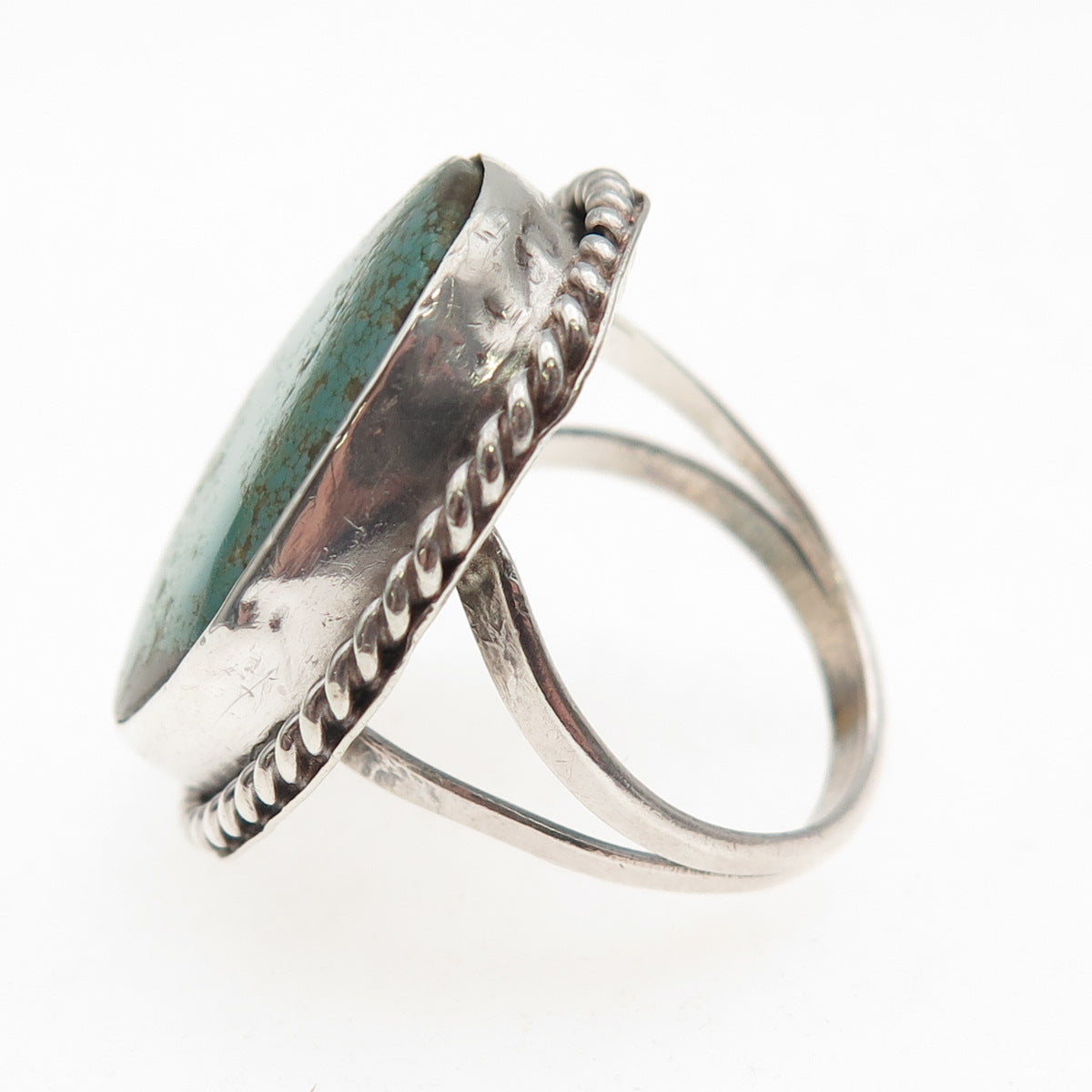 Old Pawn Sterling Silver Vintage Southwestern Turquoise Tribal Ring Size 6.25