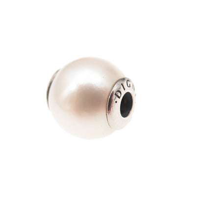 Pandora 925 Sterling Silver Real Pearl Essence Dignity Slide Bead Charm
