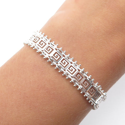 SIXSTAR MS-66 925 Sterling Silver Vintage Greek Maze Link Bracelet 7.5"