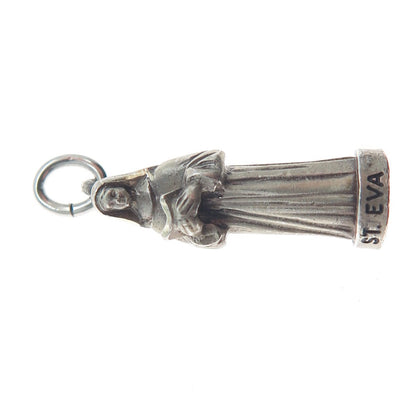 CREED 925 Sterling Silver Vintage St. Eva Minimalist 3D Charm Pendant