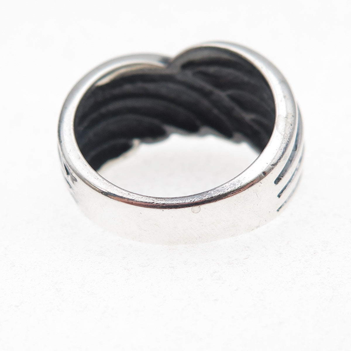 Midas 925 Sterling Silver Vintage Modernist Ribbed Oxidized Ring Size 6