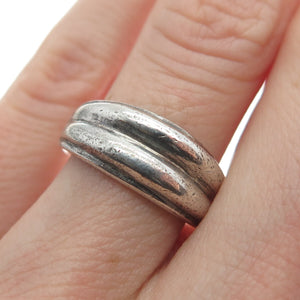 925 Sterling Silver Vintage Modernist Oxidized Ring Size 6.25