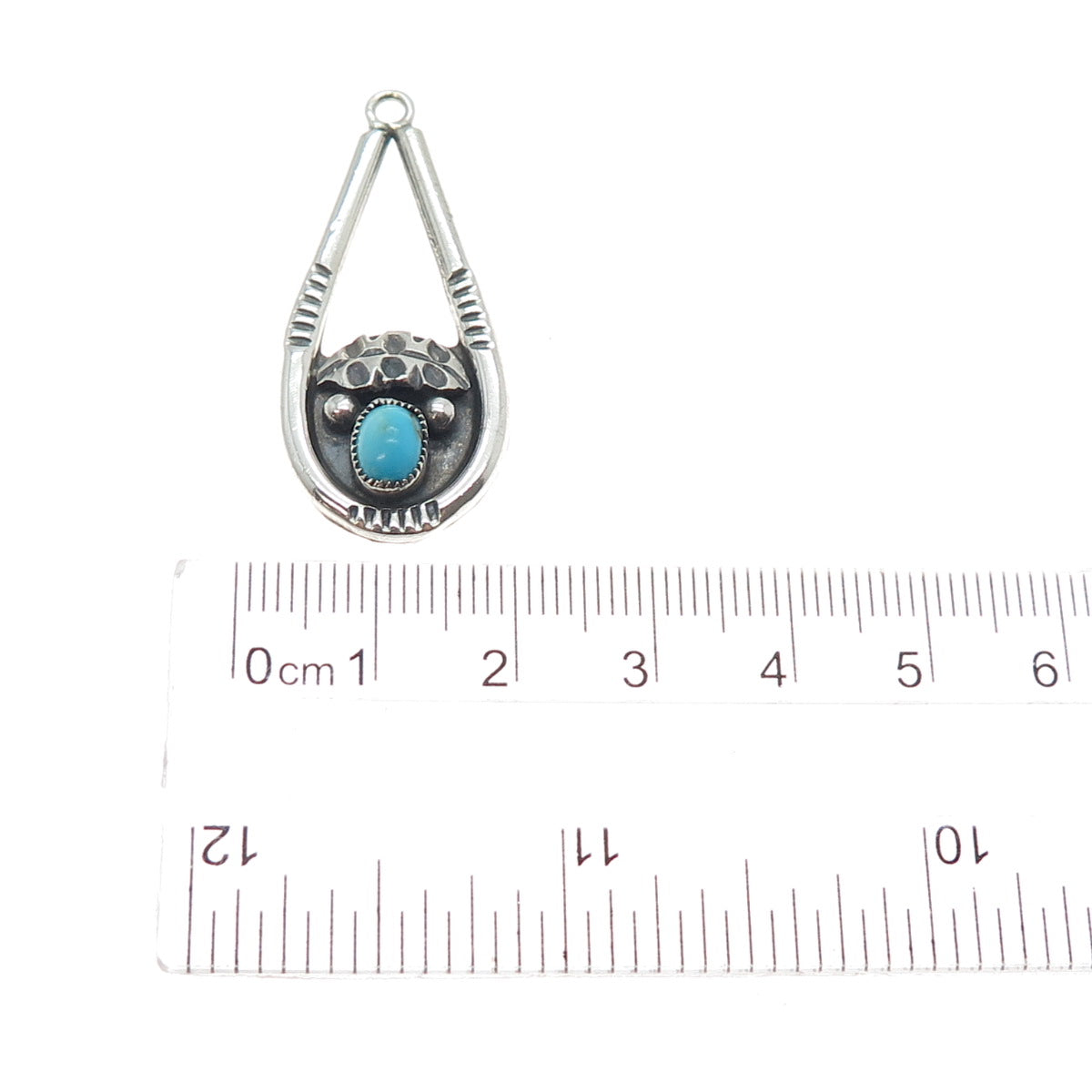 Preston Haley Navajo Old Pawn Sterling Silver Vintage Turquoise Teardrop Pendant