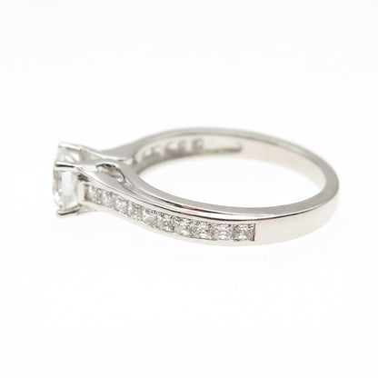 925 Sterling Silver Round-Cut C Z Engagement Ring Size 6.5