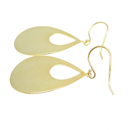 925 Sterling Silver Gold Plated Teardrop Dangling Earrings