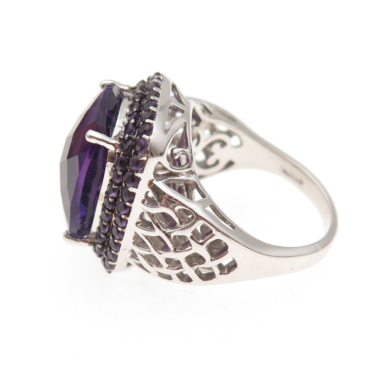 925 Sterling Silver Vintage Real Amethyst Ring Size 7.25