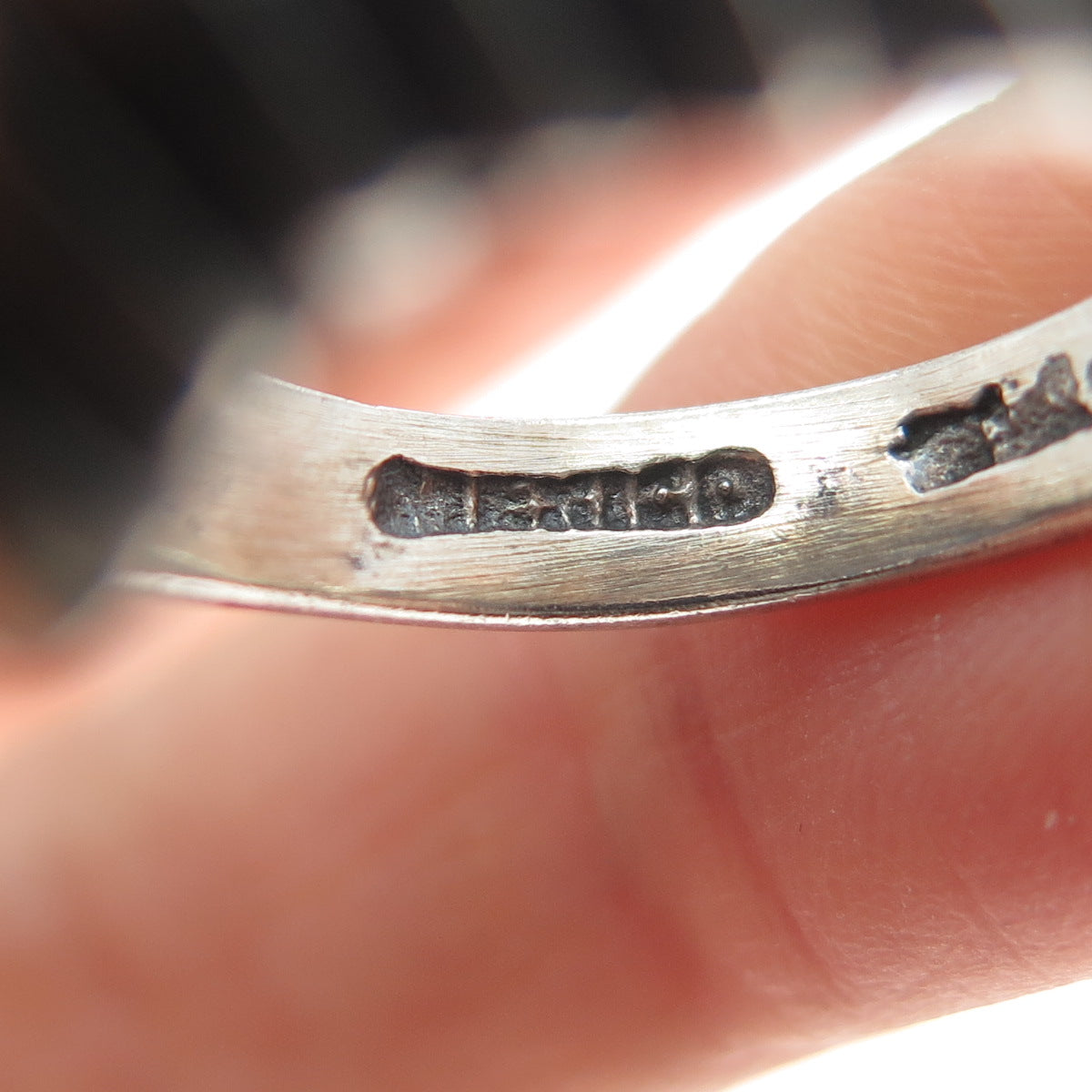 925 Sterling Silver Vintage Mexico Modernist Zig Zag Oxidized Ring Size 8