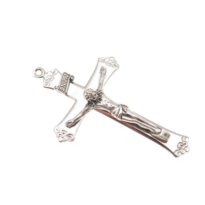 925 Sterling Silver Vintage Crucifix Cross Religious Oxidized Charm Pendant