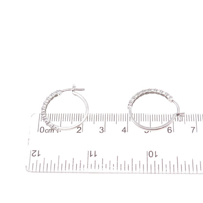 SK9 Allure Gems 925 Sterling Silver Real Round-Cut Diamond Hoop Earrings
