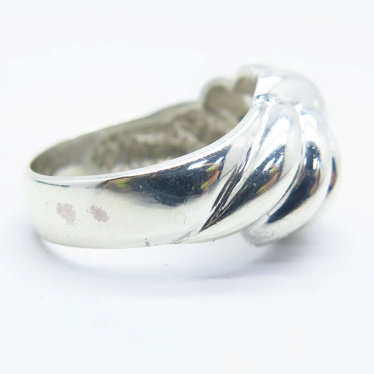 925 Sterling Silver Vintage Ribbed Ring Size 8.25