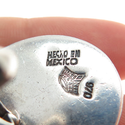 ANTONIO PINEDA 970 Silver Vintage Mexico Tribal Warriors Oxidized Cufflinks