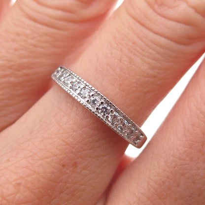 925 Sterling Silver Round-Cut C Z Half Eternity Band Ring Size 7.25
