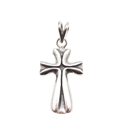 925 Sterling Silver Vintage Cross Oxidized Charm Pendant