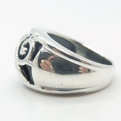 925 Sterling Silver Vintage Real Black Onyx Gem Leaf Branch Ring Size 7.75