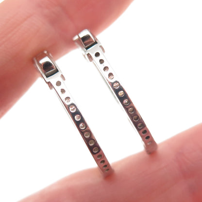 925 Sterling Silver Round-Cut C Z In & Out Hoop Earrings