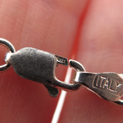 925 Sterling Silver Vintage Italy Figaro Link Bracelet 7"