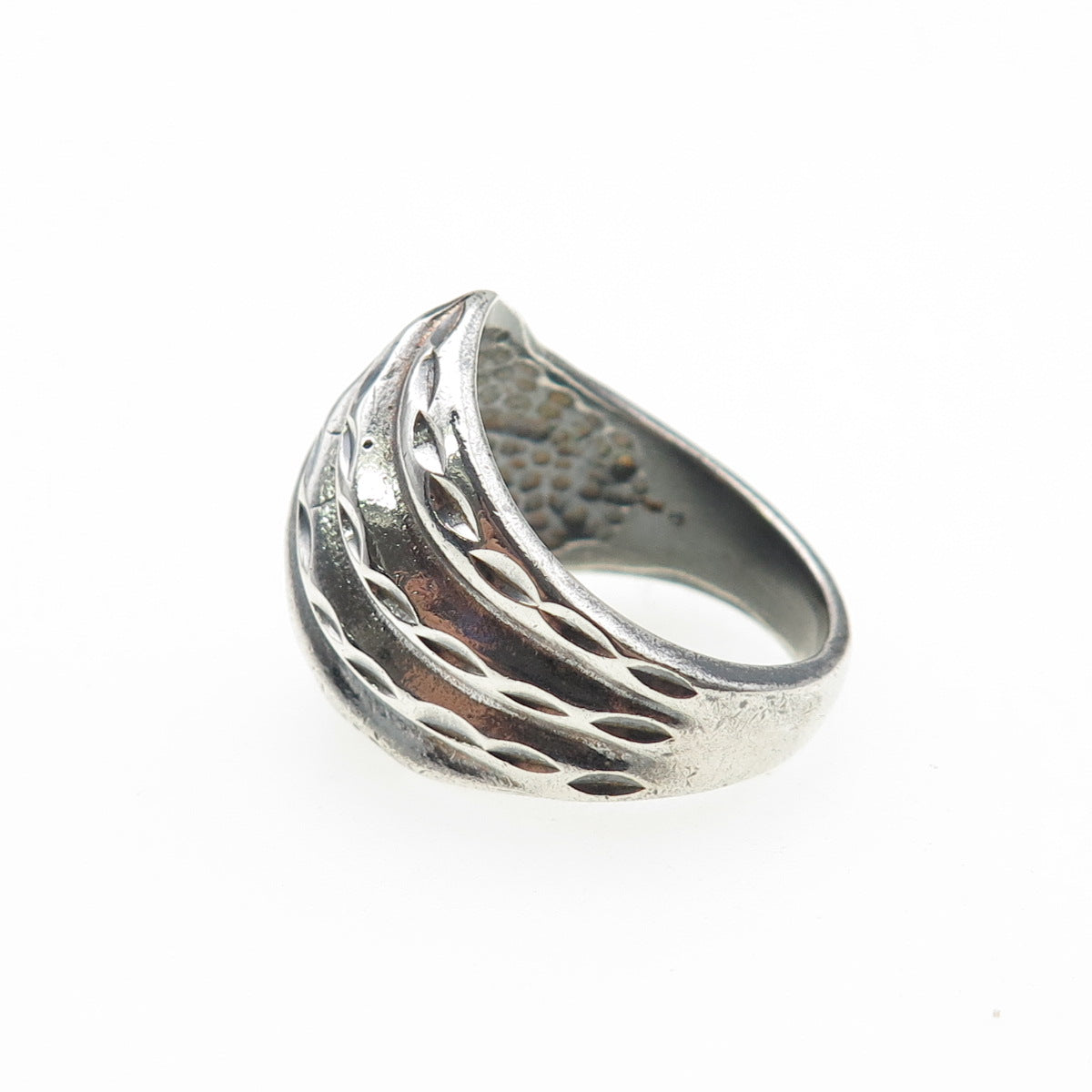 925 Sterling Silver Vintage Modernist Dome Oxidized Ring Size 6