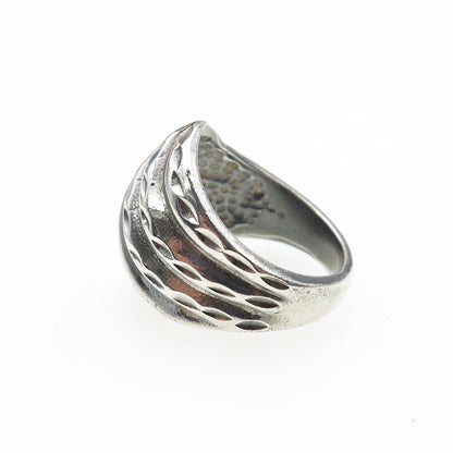 925 Sterling Silver Vintage Modernist Dome Oxidized Ring Size 6
