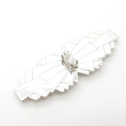 925 Sterling Silver Vintage C Z Bow Pin Brooch
