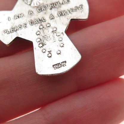 Chapel 925 Sterling Silver Antique Art Deco 4-Way Cross Oxidized Charm Pendant