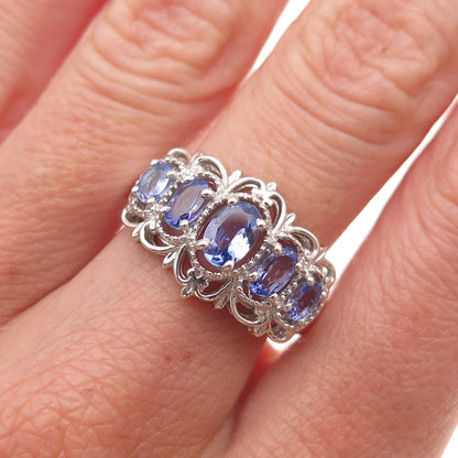 Chuck Clemency 925 Sterling Silver Real Oval-Cut Tanzanite Ring Size 8