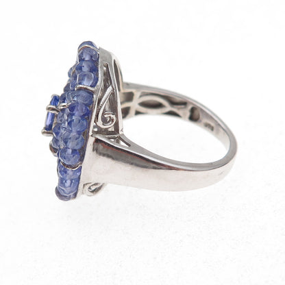 Chuck Clemency 925 Sterling Silver Real Tanzanite Beads Ring Size 8