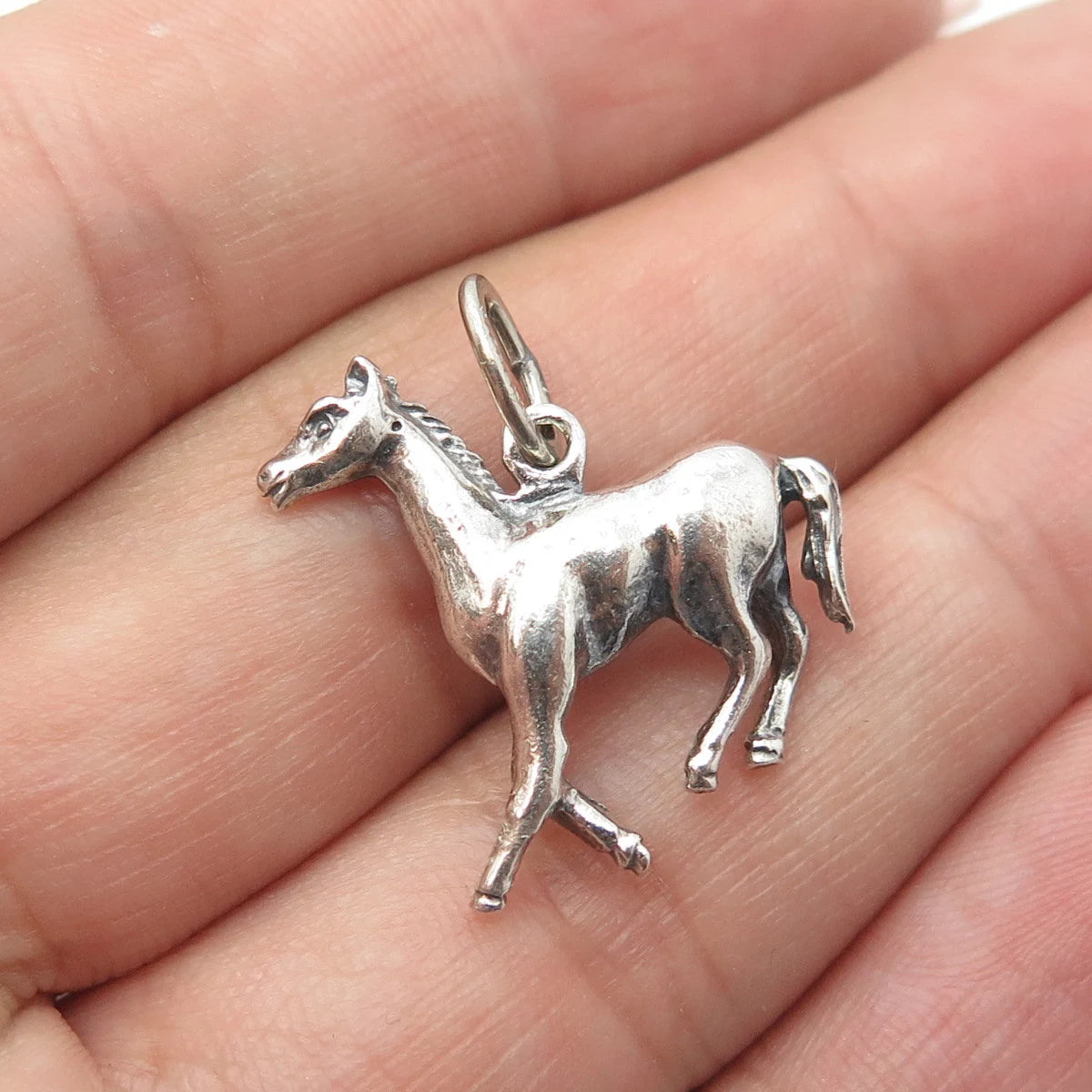 925 Sterling Silver Vintage Trote Y Galope Horse 3D Charm Pendant