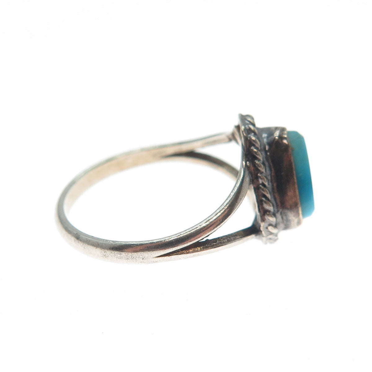 Old Pawn Sterling Silver Vintage Southwestern Bisbee Turquoise Ring Size 5.25