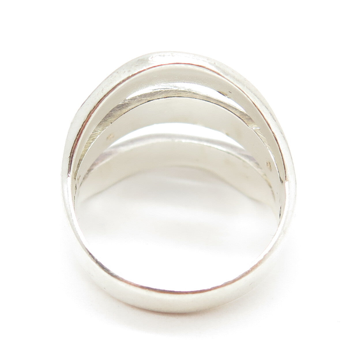 925 Sterling Silver Vintage Mexico Multi-Row Modernist Ring Size 9.25