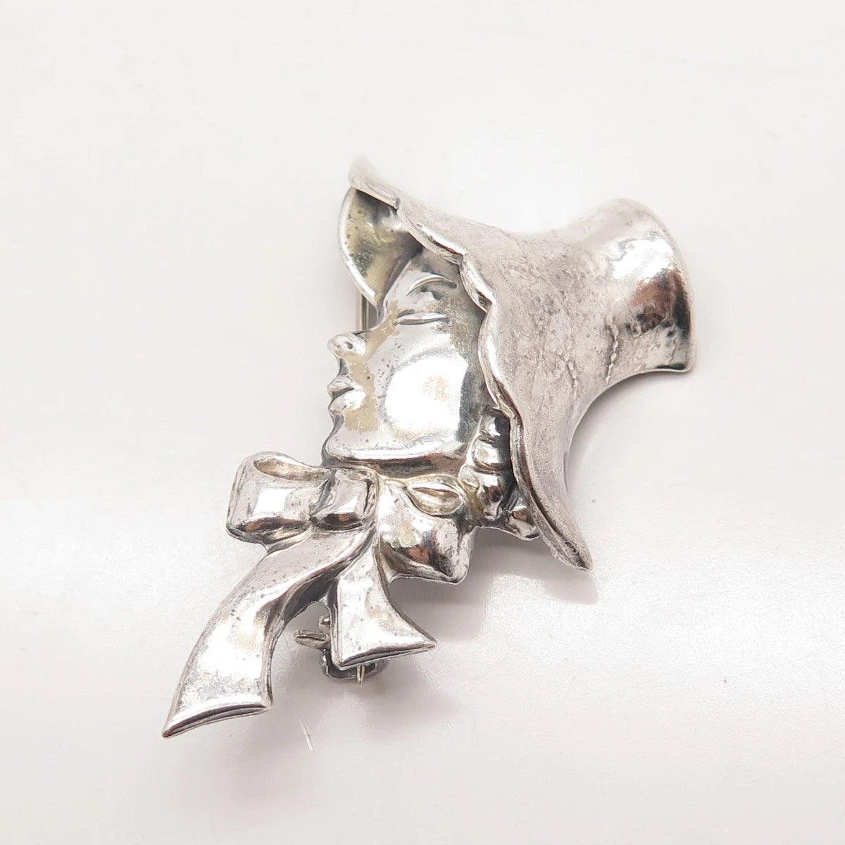 925 Sterling Silver Vintage Lang Lady in Hat Pin Brooch