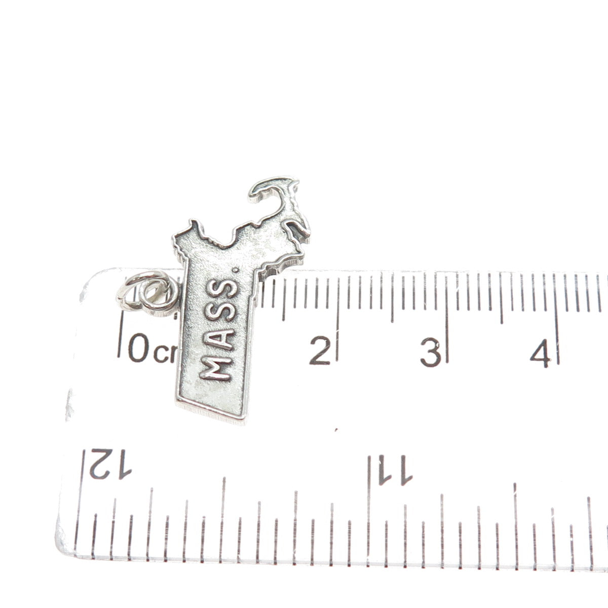925 Sterling Silver Vintage Massachusetts State Map Minimalist Charm Pendant