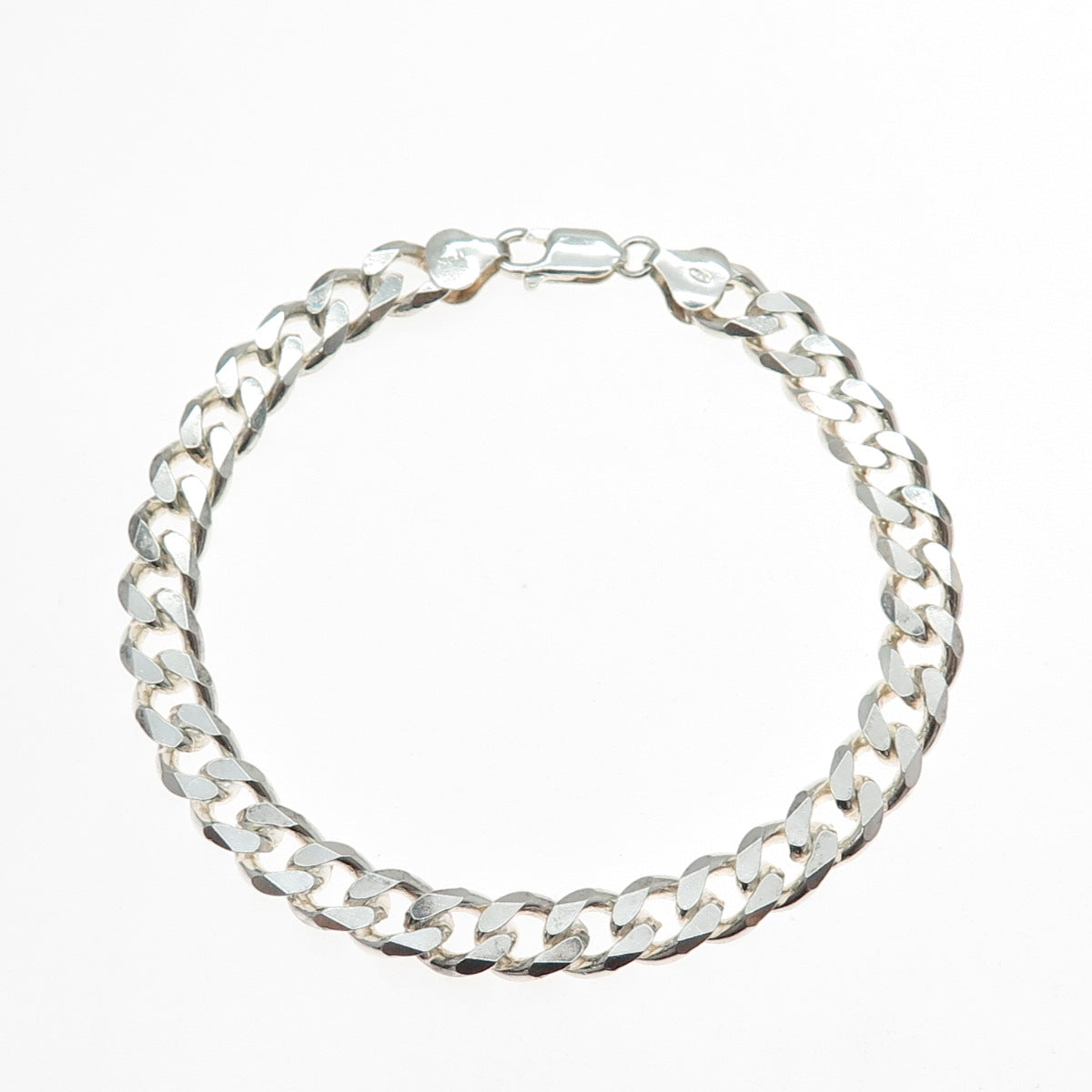 925 Sterling Silver Vintage Italy Curb Link Bracelet 8.5"
