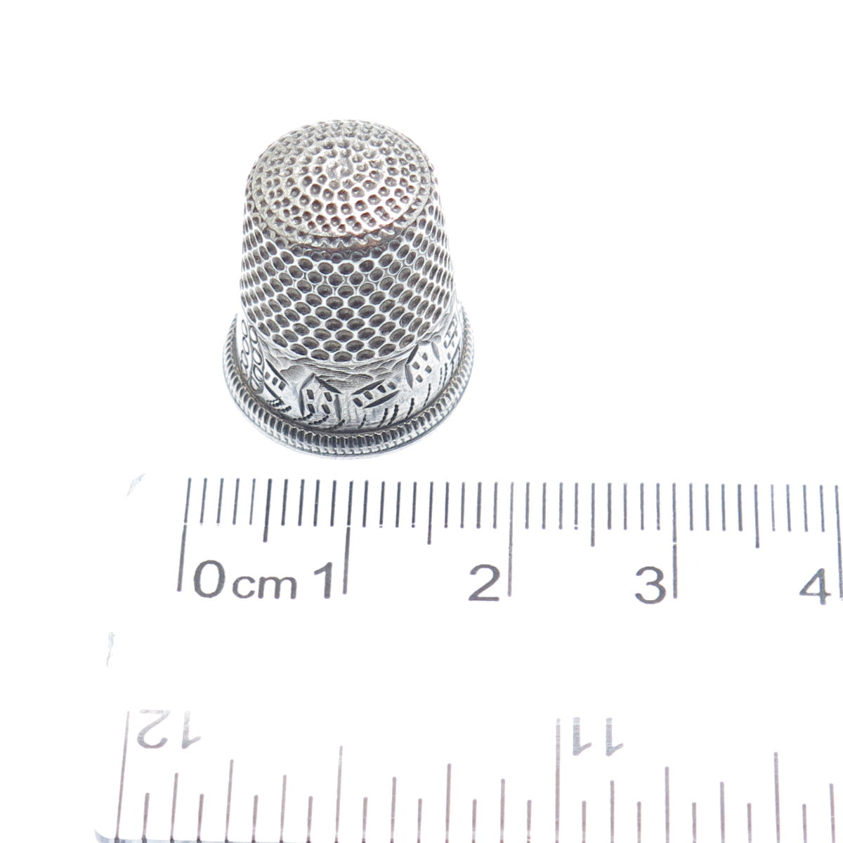 925 Sterling Silver Antique Art Deco Oxidized Thimble Size 6