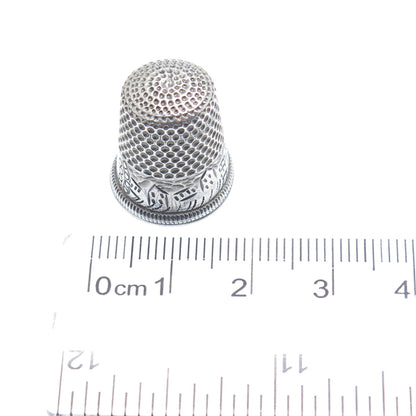 925 Sterling Silver Antique Art Deco Oxidized Thimble Size 6