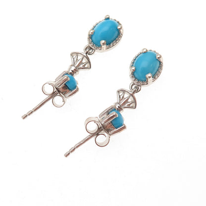 Chuck Clemency Sterling Silver Real Sleeping Beauty Turquoise Dangle Earrings