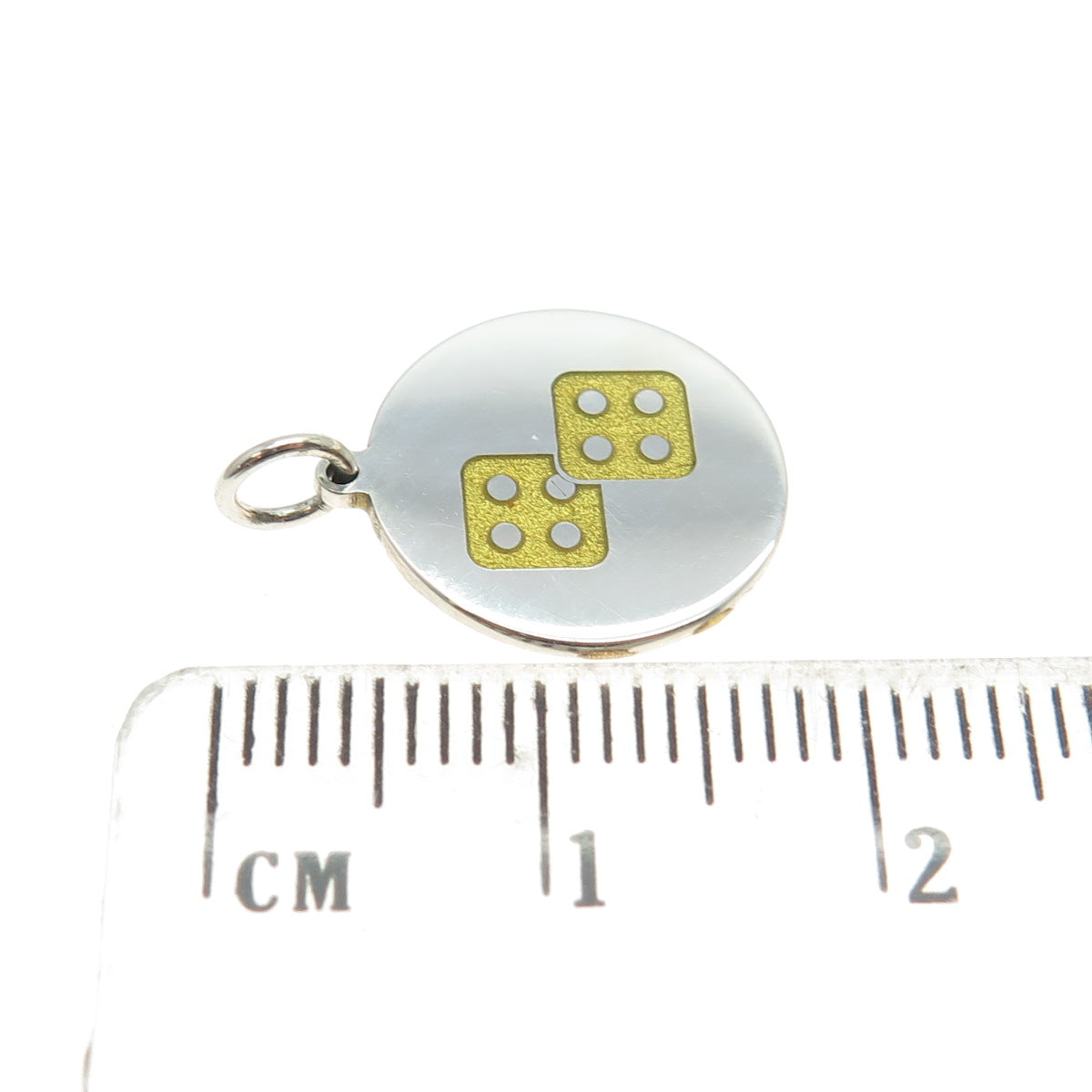 925 Sterling Silver Yellow Enamel Dice for Good Luck Charm Pendant