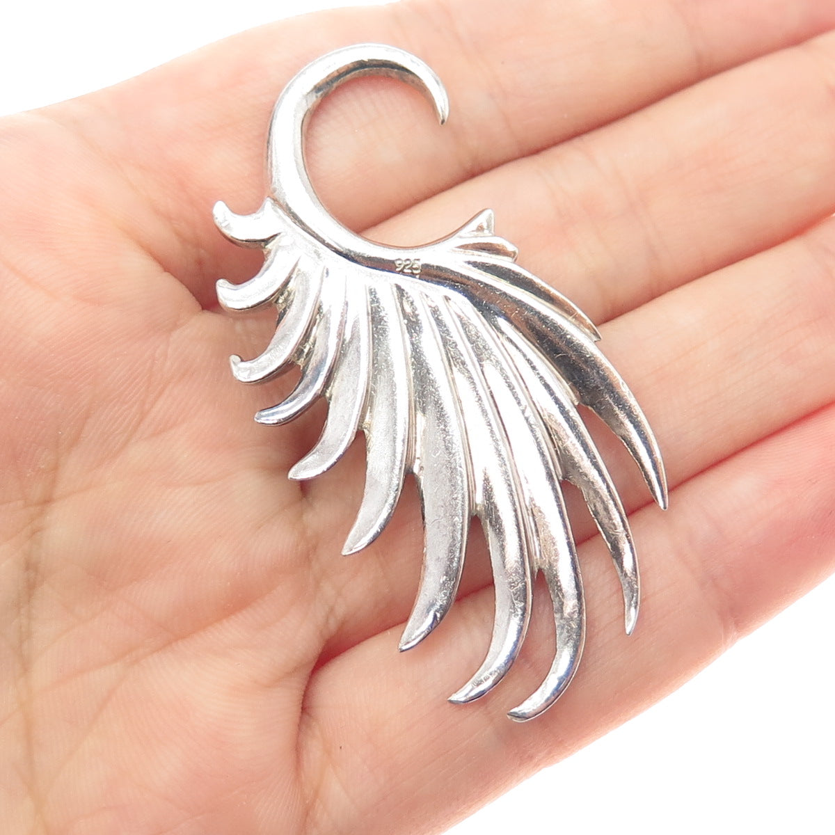 925 Sterling Silver Vintage Modernist Angel Wing SINGLE Hook Earring