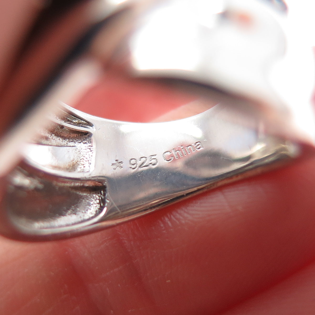 925 Sterling Silver Real Round-Cut Black Spinel Crisscross Ring Size 5